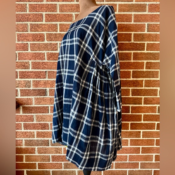 pero Plaid Shirt Dress, Navy White Tassels, Boat Neck, 3/4 Sleeve, 38 EU 6 US - Picture 5 of 12